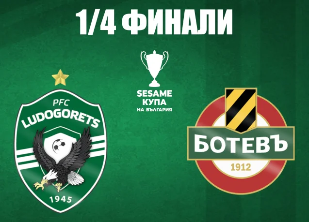 Лудогорец срещу Ботев (Пловдив) на 1/4 финалите за Купата