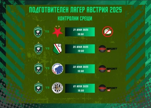 Лудогорец срещу Славия (Прага) в първата си контрола в Австрия